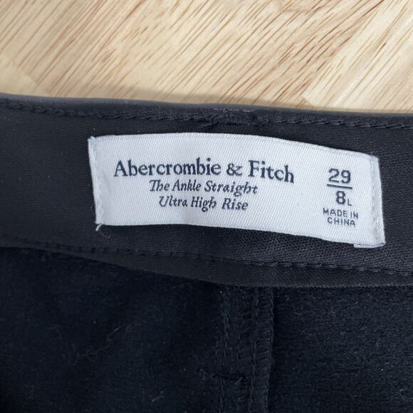 Abercrombie & Fitch The Ankle Straight Ultra High Rise Faux Leather 8L/29 Black - Picture 3 of 11